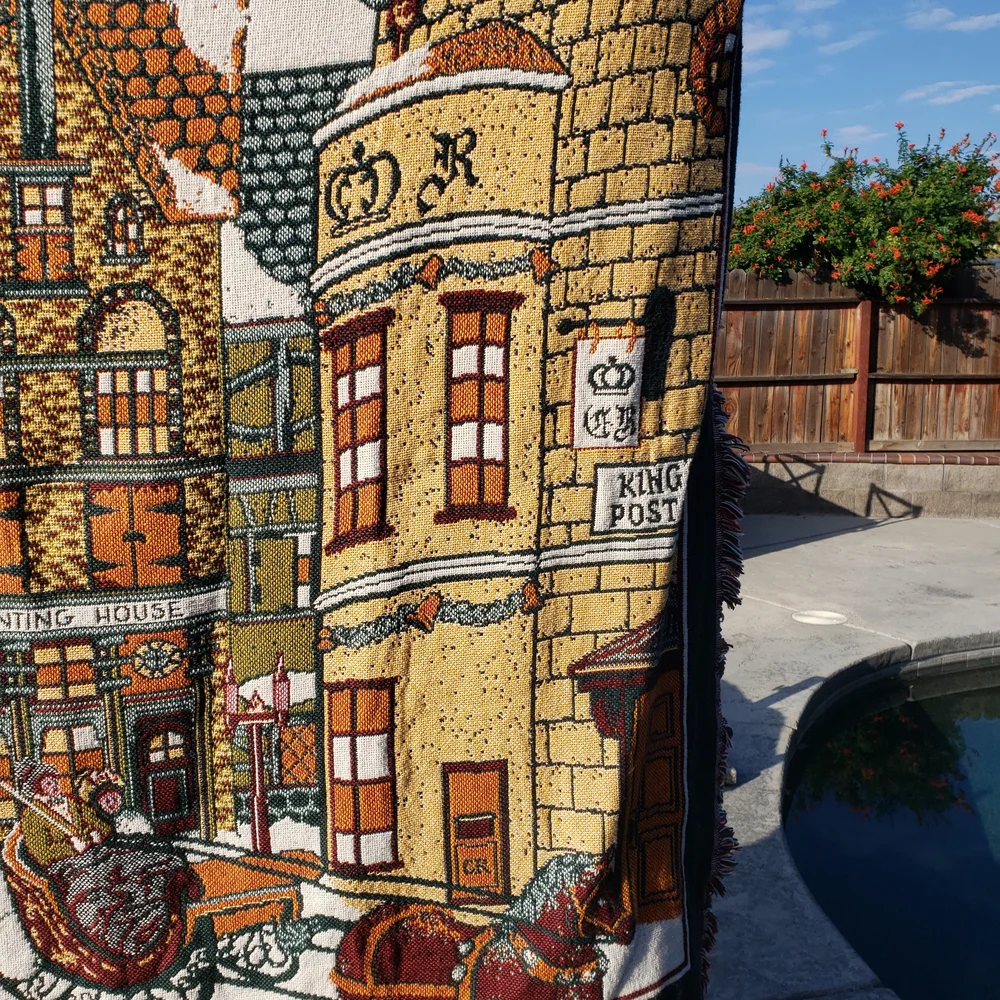 Dickens Village Christmas Afahan Wovan Tapestry Throw Blanket 50
